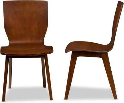 (2) ELSA MID-CENTURY MODERN SCANDINAVIAN BENT WOOD DINING CHAIRS IN DARK WALNUT