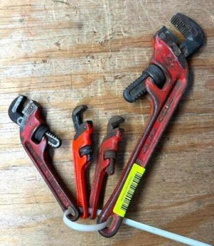 (4) ASSORTED PIPE WRENCHES