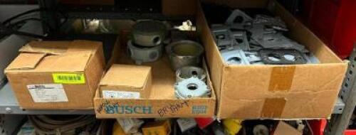 ASSORTED ELECTRICAL PLATE COVERS AND GANG BOXES