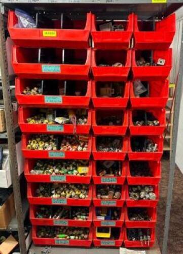 STACK BINS WITH CONTENTS OF ELECTRICAL FUSES
