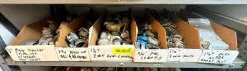 ASSORTED LOCK NUTS, CLAMPS, COUPLINGS AS SHOWN