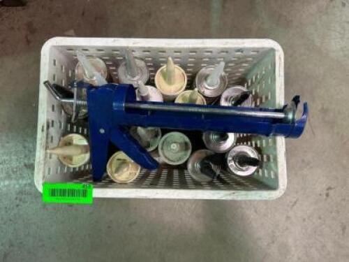 CAULK GUN WITH ASSORTED TUBES OF CAULK