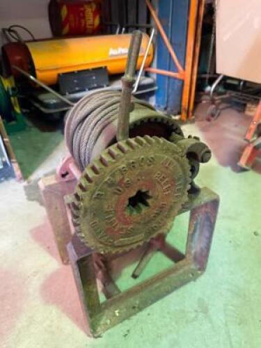 B B BROS ALL STEEL 2 TON HAND CRANK CABLE WINCH