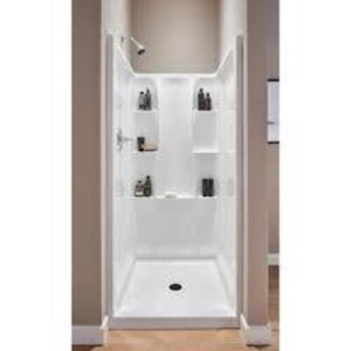 DELTA Classic 400 36 in. W x 74 in. H Three Piece Direct-to-Stud Alcove Shower Wall Surround in High Gloss White