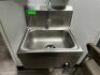 DESCRIPTION ADVANCE TABCO STAINLESS WALL SINK W/ KNEE PEDALS ADDITIONAL INFORMATION W/ TOWEL AND SOAP DISPENSERS. LOCATION KITCHEN QTY 1 - 4