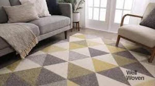 WELL WOVEN Mystic Alvin Gold 8 ft. x 10 ft. Modern Geometric Area Rug