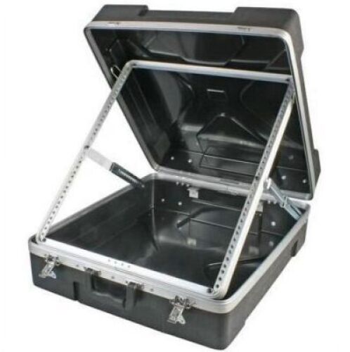 DESCRIPTION: (1) MULTICOMP RACK FLIGHT CASE BRAND/MODEL: MCM #555-15141 INFORMATION: BLACK CARRY CASE WITH SILVER ACCENTS AND HARDWARE SIZE: LARGE RET