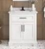 Doveton 30 in. Single Sink Freestanding White Bath Vanity with White Engineered Marble Top (Assembled)