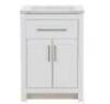 Clady 25 in. Single Sink White Bath Vanity with Silver Ash Cultured Marble Top (Assembled)