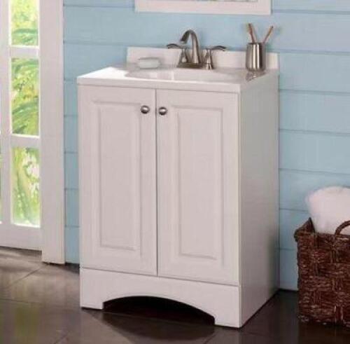 24 in. W x 36 in. H x 19 in. D Bath Vanity in White with Vanity Top in White and White Basin