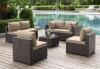 7-Piece Wicker Outdoor Sectional Set with Cushion Sand - 13