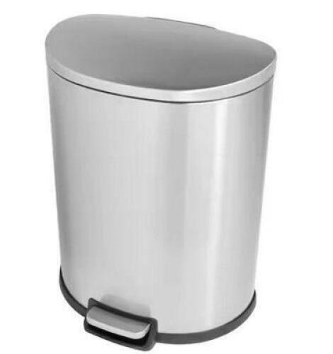 SW 13 gal. Stainless Steel Step-On Trash Can D-Shaped