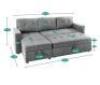 84.64 in. Velvet L-Shaped Sleeper Sectional Sofa with Square Arms in. Gray, Reversible Chaise, and Pull-out Sofa Bed - 9
