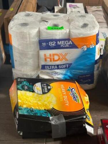 HDX ULTRA SOFT TOILET PAPER 18 PK AND (2) - BOXES OF SWIFFER HEAVY DUTY DUSTER