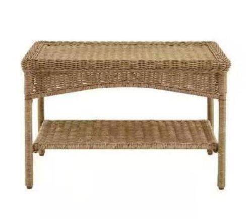 Rosemont Light Brown Rectangular Steel Wicker Outdoor Patio Coffee Table