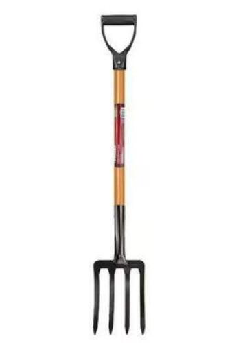 28 in. D-Grip Short Wood Handle 4-Tine Spading Garden Fork