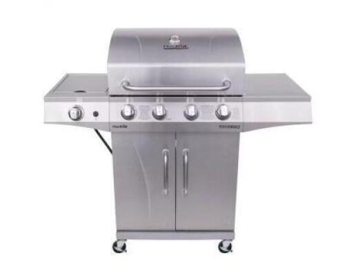 Performance Series Silver 4-Burner Liquid Propane Gas Grill with 1 Side Burner