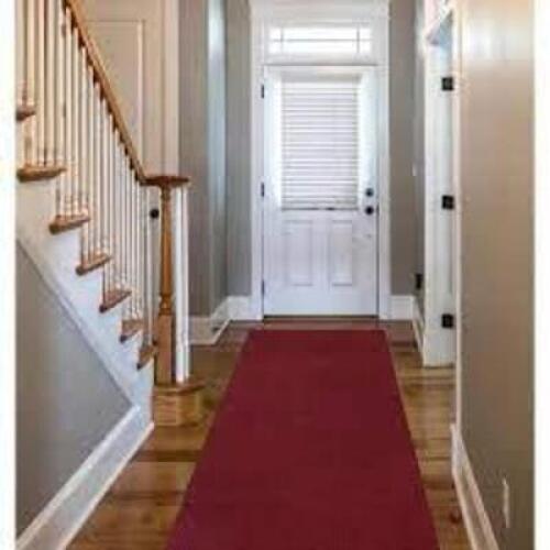 OTTOMANSON Lifesaver Collection Red 2 ft. 7 in x 9 ft. 10 in. Utility Ribbed Indoor/Outdoor Runner Rug