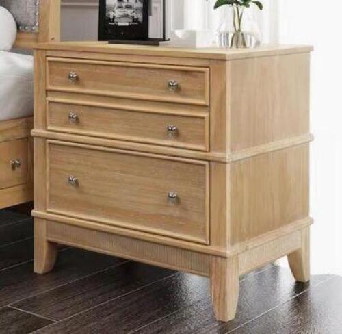 (2) - 3-Drawer Natural Nightstand