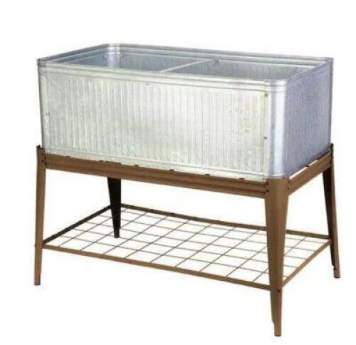Vintage Steel Stand Up Garden Planter with Stand