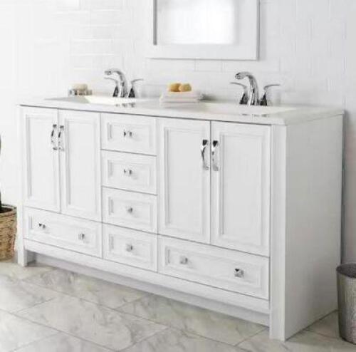 Candlesby 61 in. Double Sink White Bath Vanity