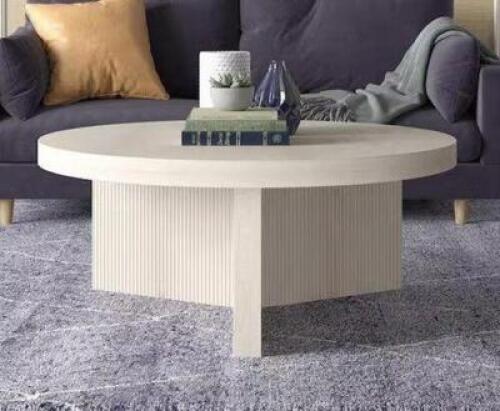 Holm 36 in. Alder White Round MDF Top Coffee Table