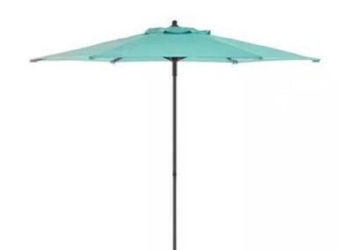 7.5 ft. Steel Market Outdoor Patio Umbrella in Haze Teal Blue