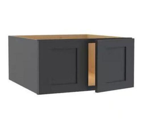 Newport Onyx Gray Painted Plywood Shaker Assembled Wall Kitchen Cabinet Soft Close 27 W in. 12 D in. 18 in. H