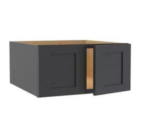 Newport Onyx Gray Painted Plywood Shaker Assembled Wall Kitchen Cabinet Soft Close 27 W in. 12 D in. 18 in. H
