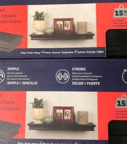 (2 PACK) "18 in. Black Tool Free Floating Shelf"