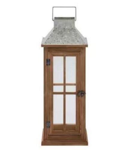 21 in. Wood and Metal Outdoor Patio Lantern
