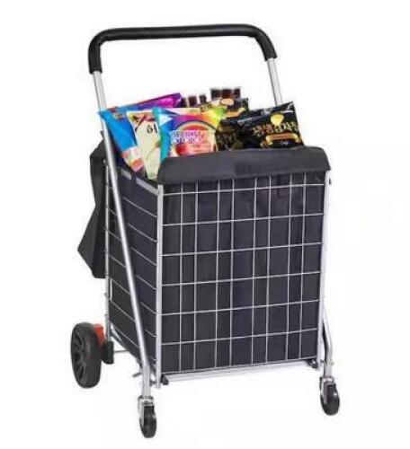 Folding Shopping Cart 200 lbs. Maximum Load Capacity Grocery Utility Cart with Rolling Swivel Wheels and Bag