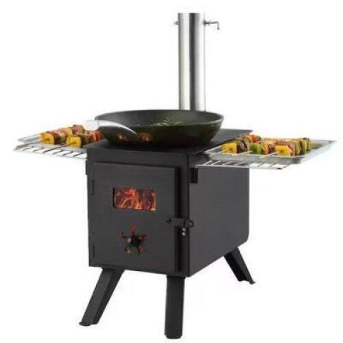 Wood Stove 86 in. Alloy Steel Camping Tent Stove, Portable Wood Burning Stove 1400 cu. in. Hot Tent Stove for Outdoor