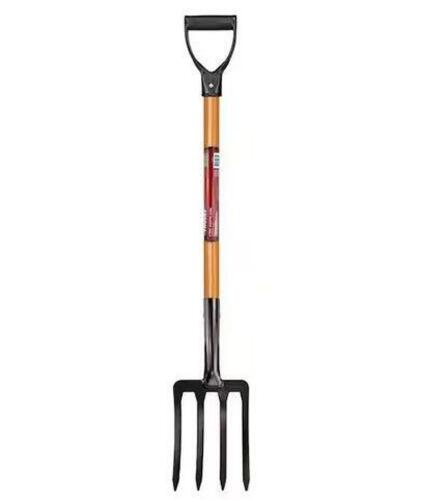 28 in. D-Grip Short Wood Handle 4-Tine Spading Garden Fork