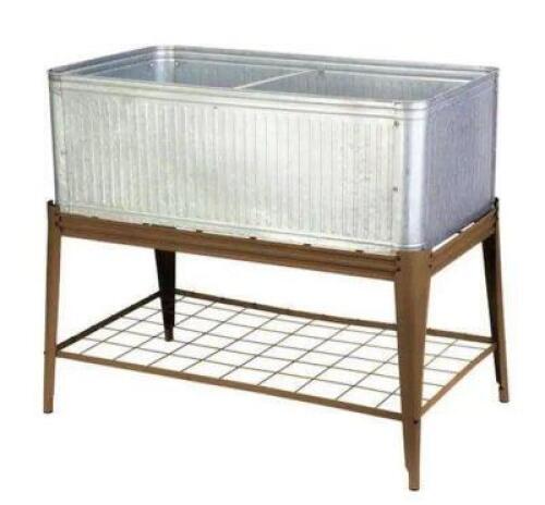 Vintage Steel Stand Up Garden Planter with Stand