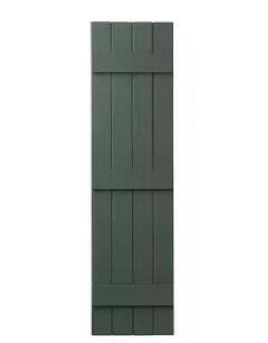 15 in. x 55 in. Polypropylene 4-Board Closed Board and Batten Shutters Pair in Green