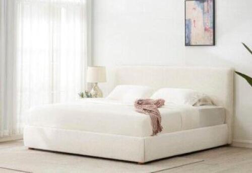 SFV4801A-K-2-2 Callahan Boucle Bed, Ivory - King Size - 2 Box of 2 only, INCOMPLETE