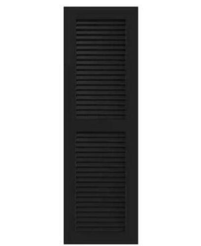 (2) - 12" x 55" True Fit PVC Two Equal Louver Shutters, Black (Per Pair)