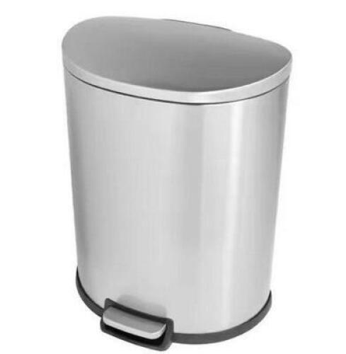 SW 13 gal. Stainless Steel Step-On Trash Can D-Shaped