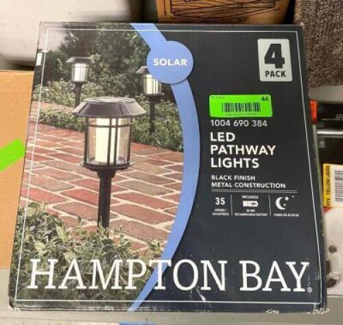 HAMPTON BAY Solar Black LED Outdoor Post Light 35 Lumens with Double Glass (4-Pack)