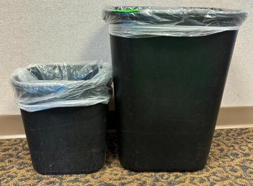 (2)- SMALL AND LARGE WASTE BASKETS