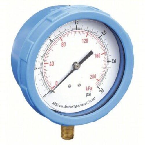 DESCRIPTION: (4) INDUSTRIAL PRESSURE GAUGE BRAND/MODEL: PRODUCT NUMBER #4EFG2 INFORMATION: BLUE, 0 TO 30 PSI, 1/4" NPT SIZE: 4" DIAL RETAIL$: $71.10 E