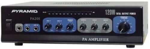 DESCRIPTION: (1) 120 WATT PA AMPLIFIER W/70V OUTPUT BRAND/MODEL: PYRAMID PA205 RETAIL$: $226.99 QTY: 1