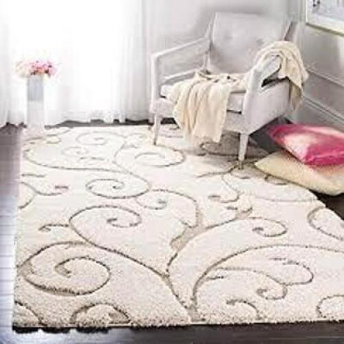 SAFAVIEH 5X7 Florida Shag Collection SG455 Scrolling Vine Graceful Swirl Textured RUG