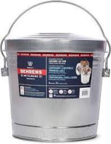 DESCRIPTION: (1) LOCKING LID CAN BRAND/MODEL: BEHRENS #6106K INFORMATION: GALVANIZED STEEL SIZE: 6 GALLON RETAIL$: $22.51 EA QTY: 1