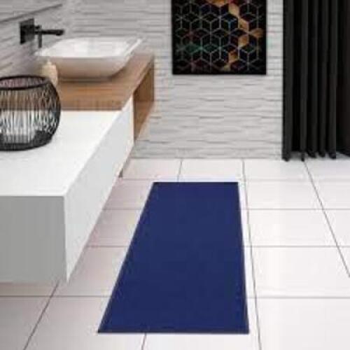 OTTOMANSON Oscar Collection Blue 20 in. x 59 in. Solid Runner Rug