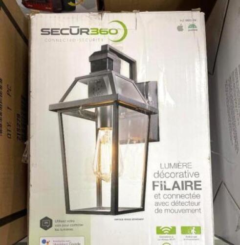 SECUR360 Wi-Fi Connected Black Wired Voice Activated Motion Sensing Outdoor Sconce