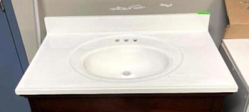 37" CULTURED MARBLE VANITY TOP IN WHITE