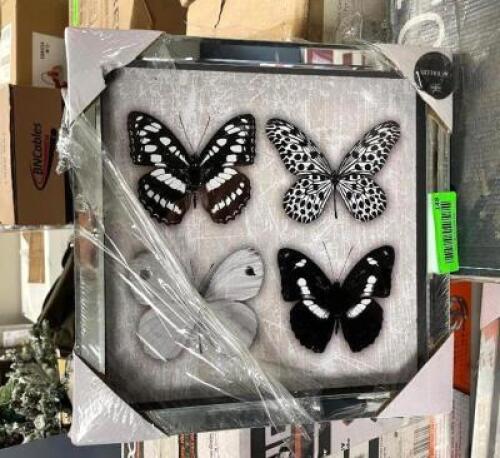 Set of 2 Butterfly Mirror Framed Prints Wall Art