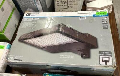 COMMERCIAL ELECTRIC 1200-Watt Equivalent Integrated LED Bronze Dusk to Dawn Area Light and Flood Light with 18000 Lumens Outdoor Light